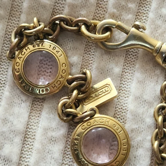 Vintage Rare Coach 1941 Pink Glass Snaphead Cabochon Necklace 🔥 - Picture 7 of 16